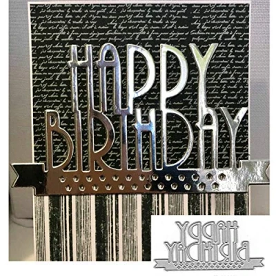 Image of Happy Birthday Letters Metal Cutting Die Cuts, Stencils DIY Crafts Cards Dies Cuts for Embossing Card Making Photo Decorative Paper Scrapbooking