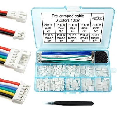 Image of elechawk PH 2.0 Connector Pre Crimped Cable Kit Compatible with JST 2.0mm for Battery JJRC H36 Blade Inductrix Tiny Whoop Arduino mkr1010 MKR Zero (Female&amp;Male Connector&amp;Wire)