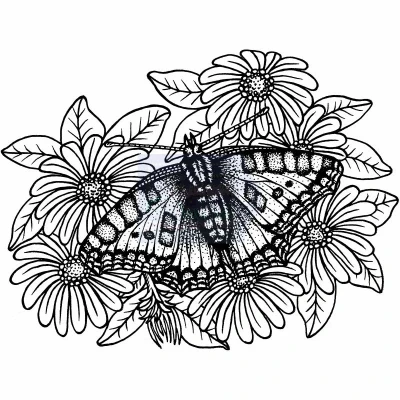 Image of SD Tortoiseshell Butterfly on Michaelmas Daisies