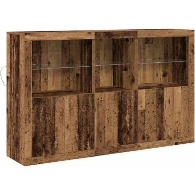 Image of vidaXL Sideboard with LED Lights Old Wood 162x37x100 cm Engineered