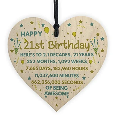 Image of RED OCEAN 21st Birthday Gift For Daughter Son Card Wooden Heart Keepsake