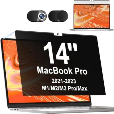 Image of Privacy Screen Filter for Apple Macbook Pro 14 inch (2021 2023 M1/M2 Pro/Max A2442/A2779), Magnetic Removable Anti Blue Light Glare Protector Compatible with 14.2&#039;&#039; Mac Laptop