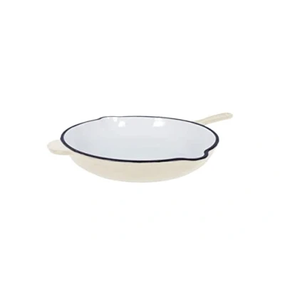 Image of ECHTWERK Cast Iron Frying Pan with Enamel Coating, Pan, Oven Two Handles and Spout, Suitable for Ovens, Grills, BBQ Induction Cookers, Diameter 26.5 cm, Cream