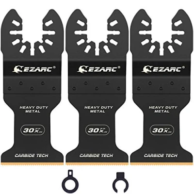 Image of EZARC 3pcs Oscillating Tool Blades Carbide Multitool Saw for Hard Material, Hardened Metal, Nails, Bolts and Screws, 3 Pack