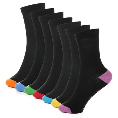 Image of Sock Stack Days of the Week Socks 7 Pack Cotton Rich Designs Heel &amp; Toe Smart Breathable Boys Kids and Men&#039;s Black Multi Colour, 4 8