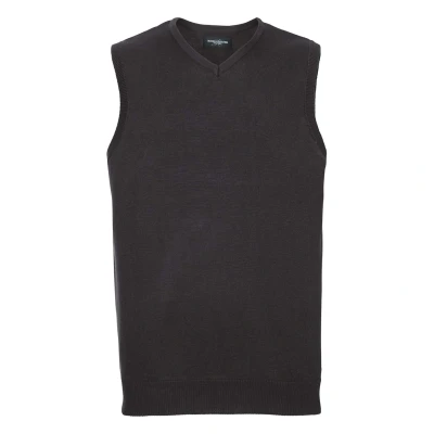 Image of Russell Athletic Collection Mens Knitted V Neck Sleeveless Sweatshirt (Black) Size 3XL