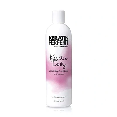 Image of Keratin Perfect Daily Smoothing Conditioner For All Hair Types Frizz Control Reduces Heat Damage Enhances Body and Shine Increases Manageability 12 oz/354 ml