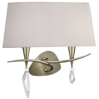 Image of Mara Wall Lamp 2 Light E14, Antique Brass With Ivory White Shade