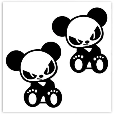 Image of SkinoEu® 2 x Self Adhesive Funny Stickers Vinyl Decal Panda Bear Car Window Auto Moto Motorcycle Helmet Bike Skate Truck Racing Tuning Laptop iPad Phone B 242