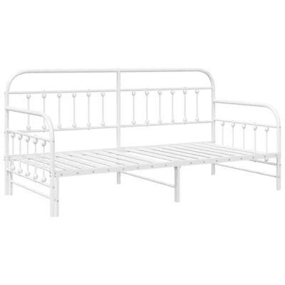 Image of vidaXL Daybed Frame with Trundle White, 100x200 cm, Made of Steel