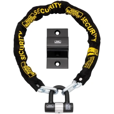 Image of Burg Wachter 1.5M Sold Secure Gold Bike Chain, Lock and Ground Anchor Kit Black