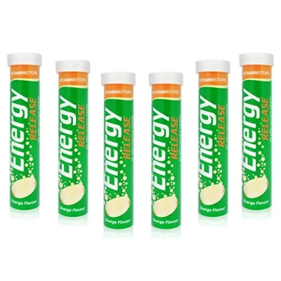 Image of 120 Vitamin Energy Boost Effervescent Tablets ORANGE Flavour *6 Packs of 20*