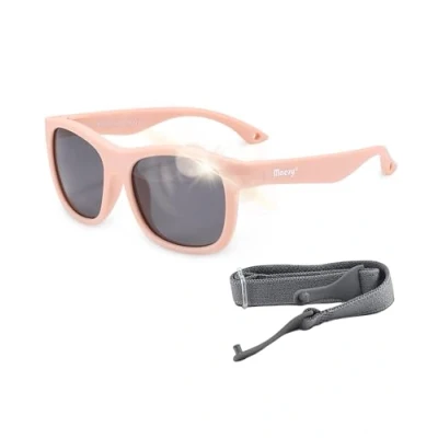 Image of Maesy Baby Sunglasses Luca 1 3 Years Flexible Bendable Adjustable Elastic Band Polarised UV400 Protection Boys and Girls Square (Light pink)