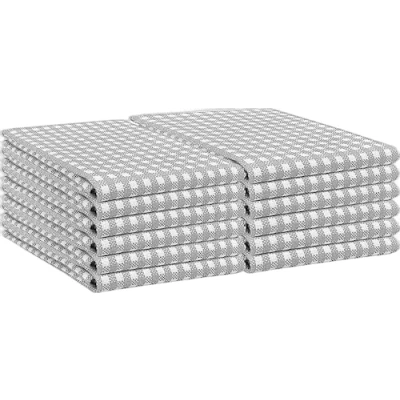 Image of Wholesale Trade Dealz 10 Pack Wonderdry Tea Towels 100% Cotton Kitchen Dish Cloth Long Lasting Quick Absorbent Bar Catering (Silver)