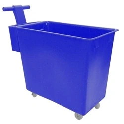 Image of Food Grade Mobile Tapered Truck with Handle; 200L; Blue