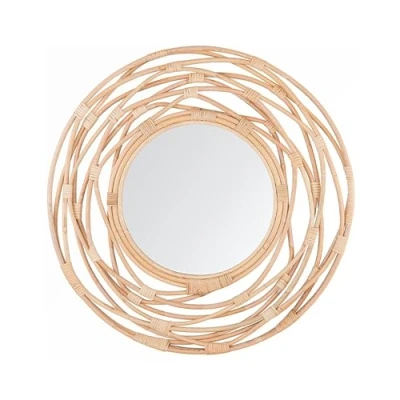 Image of Beliani Wall Mirror Modern Boho Beige Decorative Round Rattan ø 75 cm Burgis