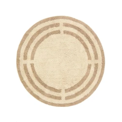 Image of RugVista Chateau bath mat, (∅ 36&quot;) ∅ 90 cm Round, Short pile, Non slip, Modern Machine washable up to 30C, 100% Cotton, Natural/Beige