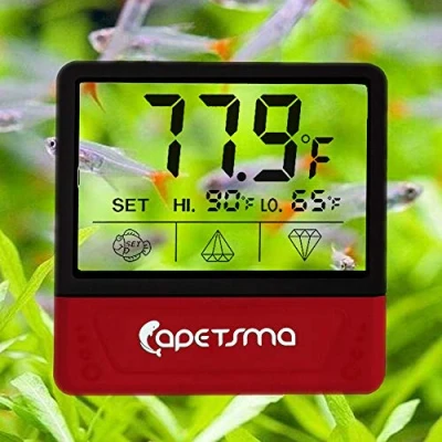 Image of Capetsma Aquarium Thermometer, Digital Thermometer with LCD Display, Touch Screen and Flash Alarm, Accurate Temperature Sensor for Fresh Water Salt