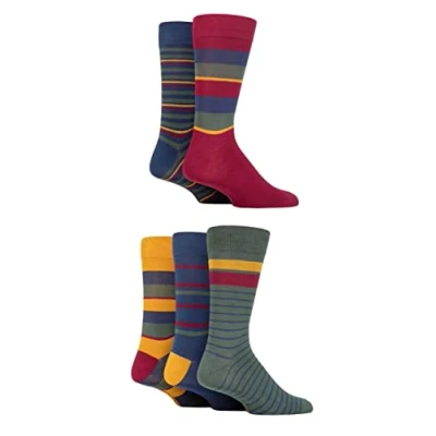 Image of SockShop Men&#039;s Patterned Bright Colourful Natural Bamboo Socks Various Designs for Everyday Wear Size 7 11 Pack of 5 (7 11, Cedar)