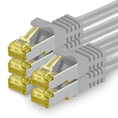 Image of 1aTTack.de 5 X M Cat 7 Ethernet Cable High Speed Gigabit RJ45 LAN Patch Cord with 10Gbps 600Mhz/s SFTP PIMF LSZH Grey