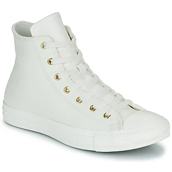 Image of Converse Chuck Taylor ALL STAR Unisex Hightop trainers for kids, Size: 4, Egret/metallic light gold Leather