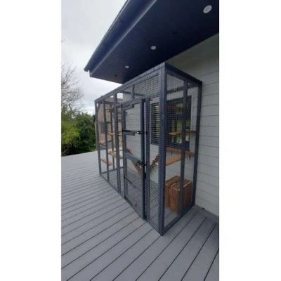 Image of Catio/Cat Lean to, 8ft long x 3ft wide 7.5&quot; tall, Painted Grey
