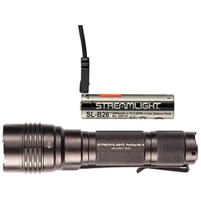 Image of Streamlight 88084 ProTac HL X 1000 Lumens Tactical Light Includes Rechargeable Battery, USB Cord, and Holster, Clamshell Packaging, Black