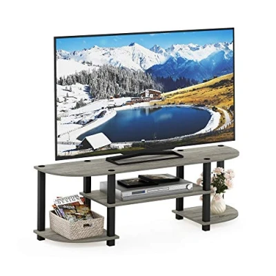 Image of Furinno Turn S Tube Wide TV Entertainment Center, Unit, Stand, French Oak/Black, 120 (W) x 40 (H) 34 (D) cm