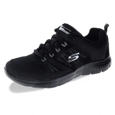 Image of Skechers SUMMITS NEW WORLD, Women&#039;s Low Top Trainers, Black (Black Leather/Mesh/Black Trim Bbk), 5 UK (38 EU)