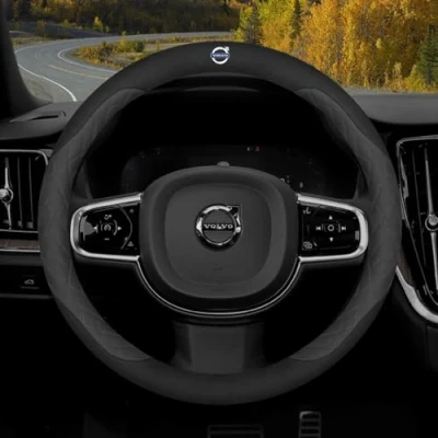 Image of Car Steering Wheel Cover for Volvo XC40 XC60 XC90 S90 S60 V40 V60 S80L Leather Protector Non Slip Covers Accessories,Grey1