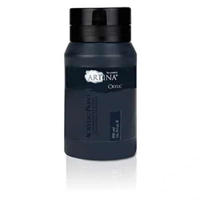 Image of Artina Black Acrylic Paint 500ml Crylic Water Based Liquid Colour for Painting &amp; Pouring Professional Paints Beginners and Hobby Artists