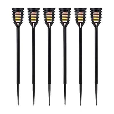 Image of Taylor &amp; Brown 6 Pack Solar Lights Outdoor Pathway, Mini Powered Garden Path Torch Stake for Landscape Patio Walkway Yard Driveway