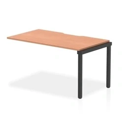 Image of Evolve Plus 1400mm Single Row Bench Desk Ext Kit Beech Top Black Frame