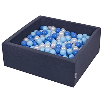 Image of KiddyMoon 90x30cm/300 Balls ∅ 7Cm / 2.75In Square Baby Foam Ball Pit Made In EU, Dark Blue: Baby, Toddler, Unisex