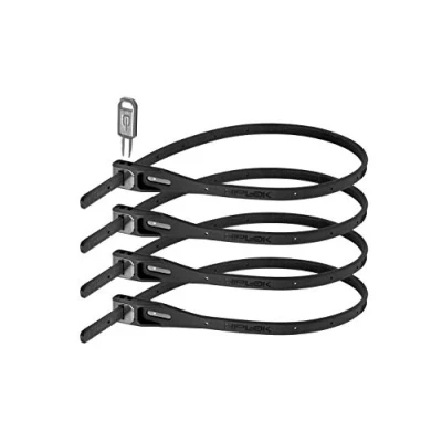 Image of Hiplok B0001107 Z LOK 4 Pack ALL BLACK Security Ties, Four