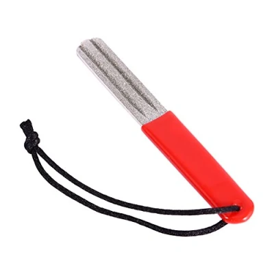 Image of Fish Hook Sharpener, Durable Sharpener Sharpening File Tool Accessory with Hanging Strip For Outdoor Fishing (Double Side Red)