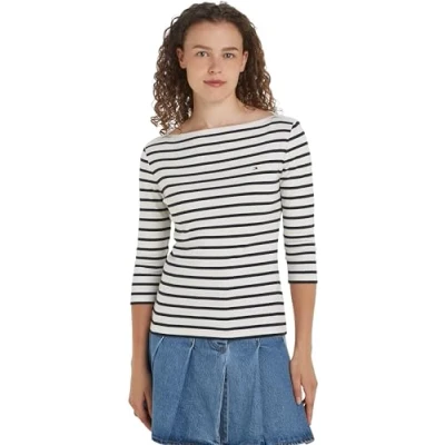 Image of Tommy Hilfiger NEW CODY SLIM Long sleeved top, Women&#039;s, Size: XS, Ecru/desert sky