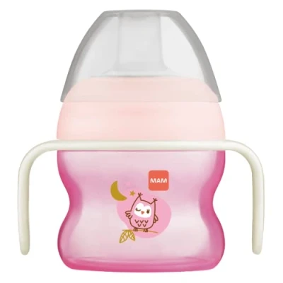 Image of MAM Starter Cup and Glow in the Dark Handles, Baby for 4+ months, Feeding, Toddler Cup, 1x 150 ml, Pink (Designs May Vary)