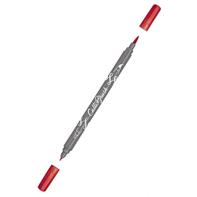 Image of Online Calli.Brush 19055/6 Double Tip Pen with Calligraphy and Brush Tip, Red