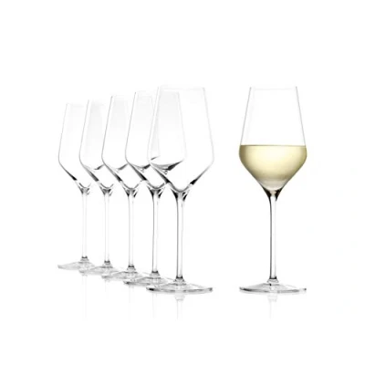 Image of Stölzle Lausitz White Wine Glasses Quatrophil 404 ml, set of 6, on par with mouth blown, premium quality, dishwasher proof