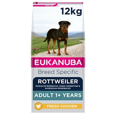 Image of Eukanuba Complete Dry Dog Food for Adult Rottweiler Breed Types with Fresh Chicken 12 kg, Packaging may vary