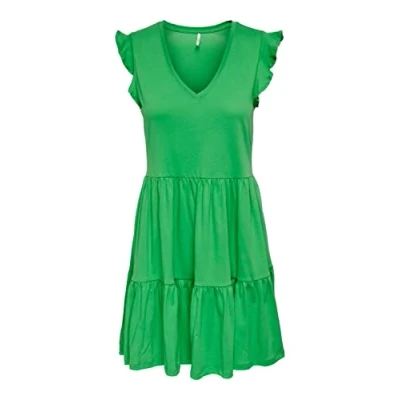 Image of ONLY Women&#039;s Onlmay Cap Sleev Fril Dress Box JRS Noos, Green (Kelly Green), L