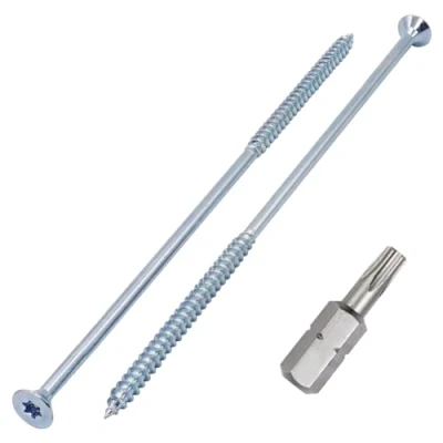 Image of SKIR&#039;CO (10 pcs) Zinc Plated Steel Wood Screws 6.0 x 220 mm, Torx Countersunk Head Screws, Chipboard Partially Threaded