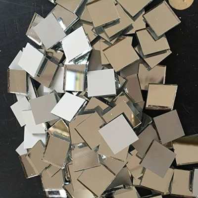 Image of Set of 100pcs Small Square Glass Crafts, Real Mirror Mosaic Tiles (2x2cm)