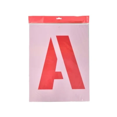 Image of 200mm A Z Stencil Set, Etched Spacer Marks On Corners, Manufactured from Flexible Polyester, Scratch Resistant