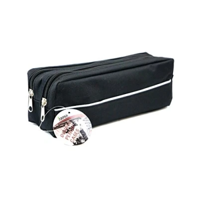 Image of ARPAN x Large Size Double Zip Fabric Pencil Case Ideal for School/College/Uni. Make Up 1 (Black)