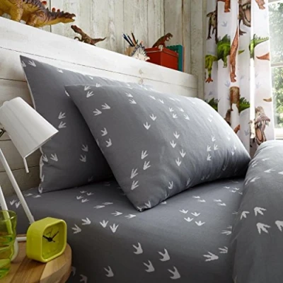 Image of GC GAVENO CAVAILIA Kids Printed Duvet Cover &amp; Sheet Set, Easy Care Polycotton Children Bedding, Single, Dinosaur