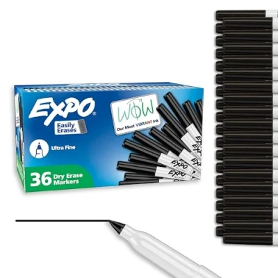 Image of Expo Low Odor Dry Erase Markers, Ultra Fine Tip, Black, 36 Count