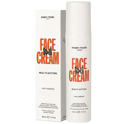 Image of Men Rock Niacinamide Face Moisturiser for Targets Fine Lines &amp; Wrinkles, Deeply Moisturises Healthy, Radiant Skin Enriched with Shea Butter 50 ml