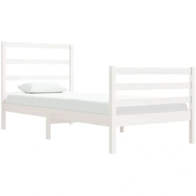 Image of vidaXL Bed Frame without Mattress White Solid Wood Pine 90x190 cm Single